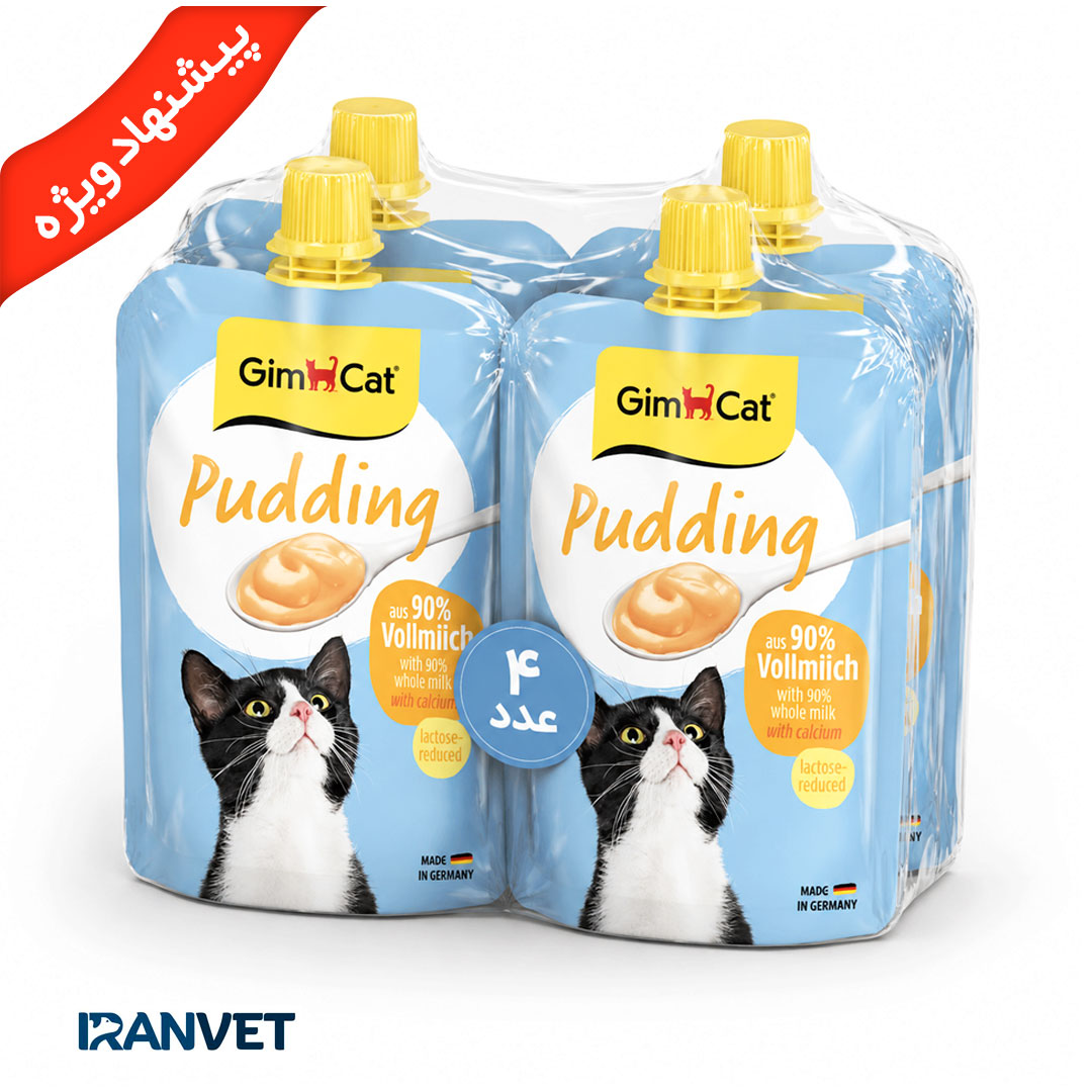 پک 4 عددی پودینگ بچه گربه حاوی شیر و کلسیم جیم کت (GimCat) وزن 150 گرم