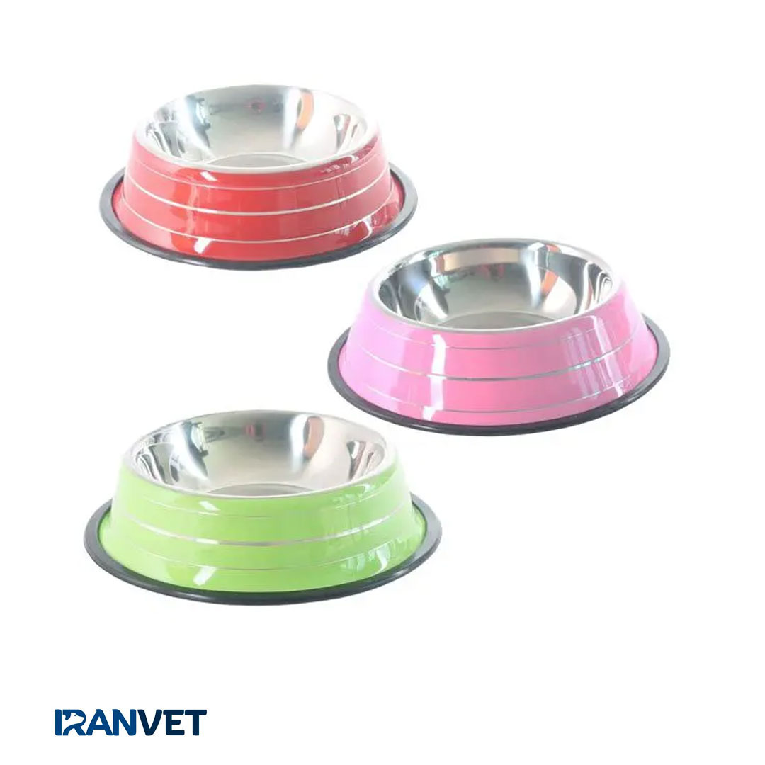 ظرف غذای سگ استیل رنگی 26 سانت